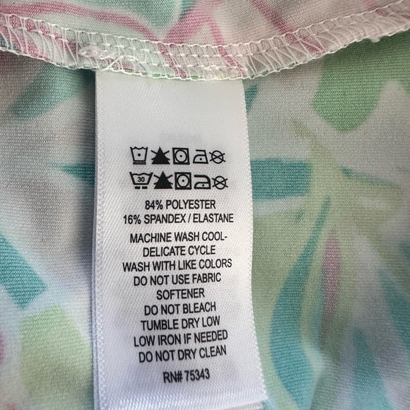 Sigrid Olsen Green and Pink Leaf Print Top - Picture 9 of 9